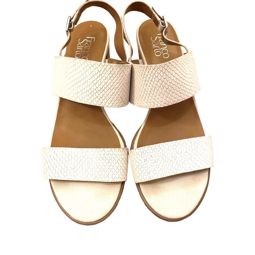 Franco Sarto  leather embossed Cream strappy sandals  -size 9.5
